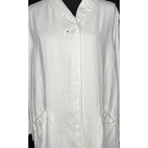 Eileen Fisher women's white Irish Linen lagenlook button blazer top pockets XL - Picture 9 of 10